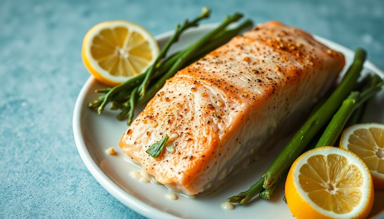 Seafood Stuffed Salmon with Asparagus and Garlic Parmesan Butter