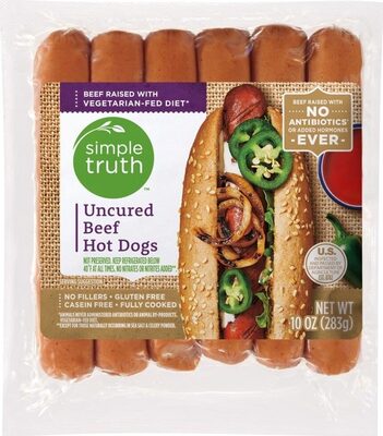Uncured beef hot dogs