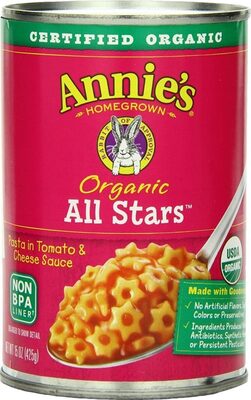 Annies organic all stars canned pasta in tomato