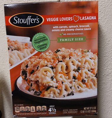 Family size vegetable lasagna freshly made pasta layered between crisp vegetables in a creamy cheese sauce, vegetable lasagna