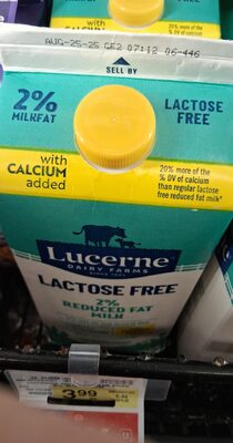 lucern lact free Reduced fat milk
