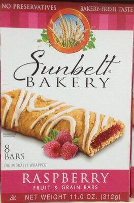 Sunbelt bakerys raspberry fruit grain bars bars