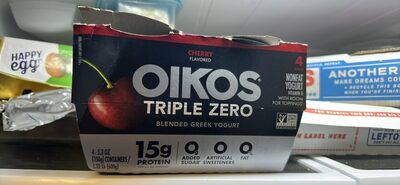 Oikos Triple Zero Cherry Flavored Blended Greek Yogurt