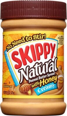 Natural peanut butter spread with honey