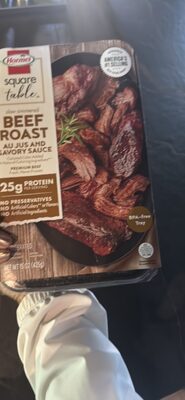 slow simmered BEEF ROAST AU JUS AND SAVORY SAUCE