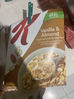 Vanilla & almond crunchy wheat & rice flakes with almonds & vanilla cereal, vanilla & almond
