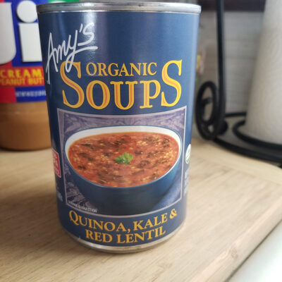 Organic qinoa kale red lentils soup