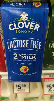 Ultra-pasteurized lactose free 2% reduced fat milk