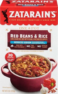 Reduced sodium red beans rice mix