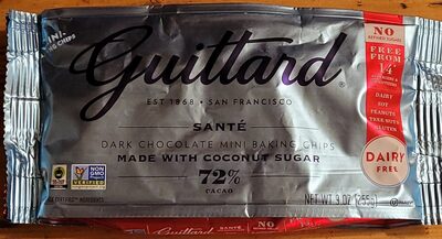 0207 Sante 72% Cacao Dark Chocolate Made With Coconut Sugar Baking Chips