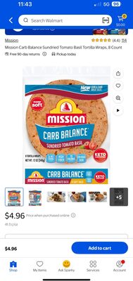 Carb Balance Sundried Tomato Basil Tortilla Wraps