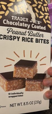 Chocolatey Coated Peanut Butter Crispy Rice Bites