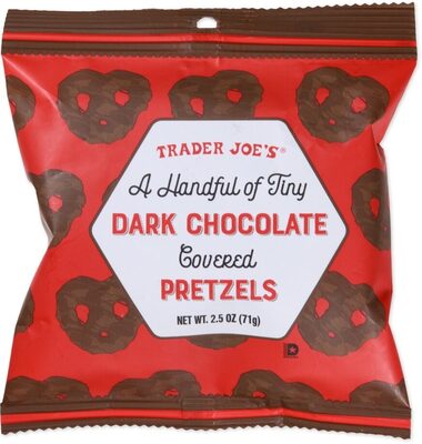 A Handful of Tiny Dark Chocolate Covered Pretzels