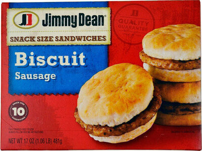 Biscuit sausage snack size frozen sandwiches