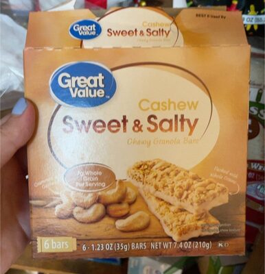 cashew sweet and salty chewy granola bar