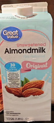 Great value, unsweetened almondmilk, original