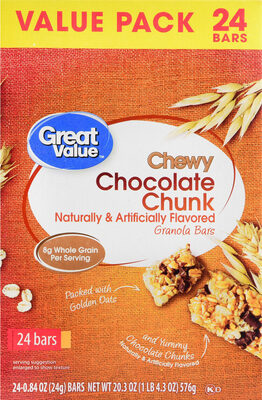 Chewy chocolate chunk granola bars value count