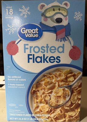Sweetened frosted flakes of corn cereal, frosted flakes