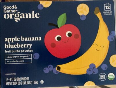 Apple banana blueberry fruit purée pouches