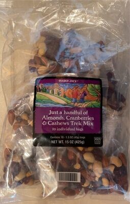 Just a handful of almonds, cranberries & cashews trek mix