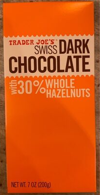 Dark Chocolate with 30% whole hazelnuts