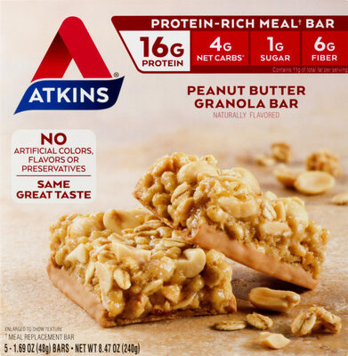 Peanut butter granola protein-rich meal bar