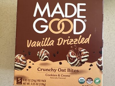 Vanilla Drizzled Crunchy Oat Bites - Cookies & Creme