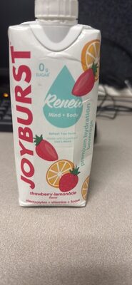 joyburst renew premium hydration beverage strawberry-lemonade flavor