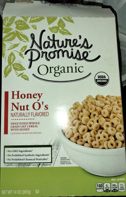 Organic honey nut o's sweetened whole grain oat