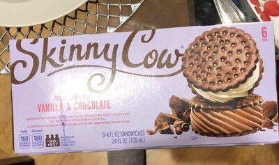 Nestle, skinny cow, ice cream sandwiches, vanilla & chocolate, vanilla & chocolate