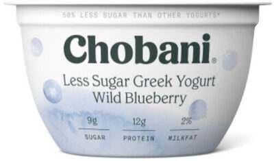 Wild blueberry less sugar low-fat greek yogurt, wild blueberry