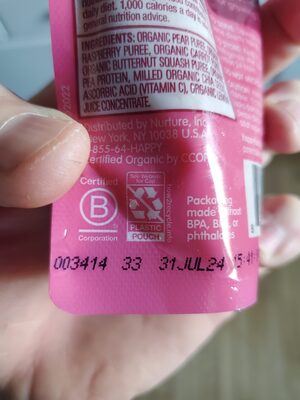 Fiber & Protein - Organic Pears, Raspberries, Carrots & Butternut Squash