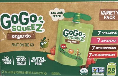 Organic Variety Pack (AppleApple, ApplePeach, AppleCinnamon, AppleStrawberry) Fruit on the Go