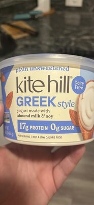 plain unsweetened Greek style yogurt made with almond milk & soy