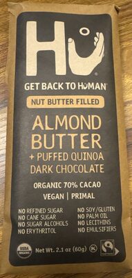 Almond Butter + Puffed Quinoa Dark Chocolate Bar