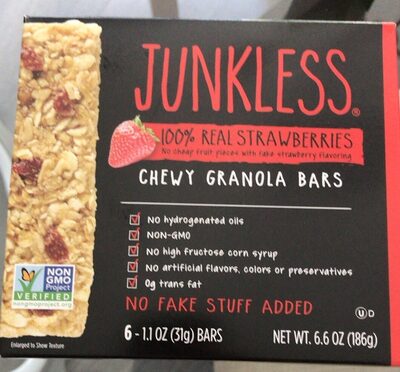 Junkless 100% Real Strawberries Chewy Granola Bars