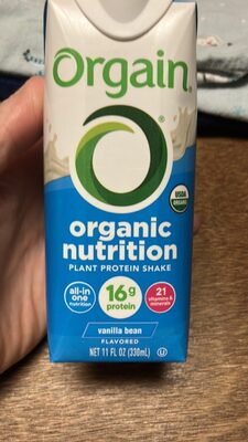 organic nutrition plant protein shake vanilla bean flavored
