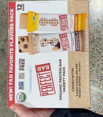 12 Organic Protein Bars Variety Pack - Peanut Butter, Dark Chocolate Chip Peanut Butter with Sea Salt