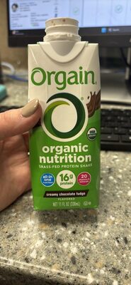 organic nutrition grass-fed protein shake creamy chocolate fudge flavored