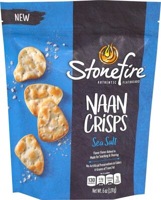 Sea salt naan crisps flavor flame baked in made