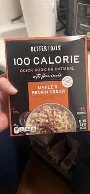 100 CALORIE QUICK COOKING OATMEAL with flax seeds MAPLE & BROWN SUGAR