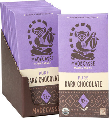 Organic Pure Dark Chocolate Bar 92% Cocoa