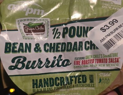 1/2 Pound Bean & Cheddar Cheese Burrito