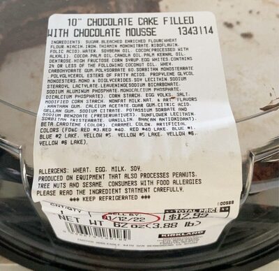 10” Chocolate Cake Filled with Chocolate Mousse