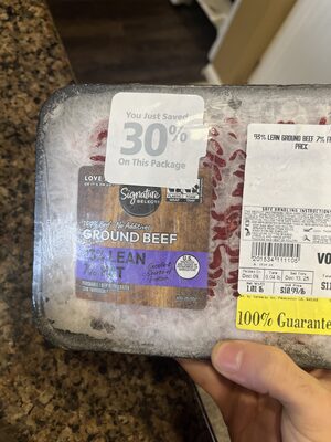 100% Beef No Additives Ground Beef 93% Lean 7% Fat