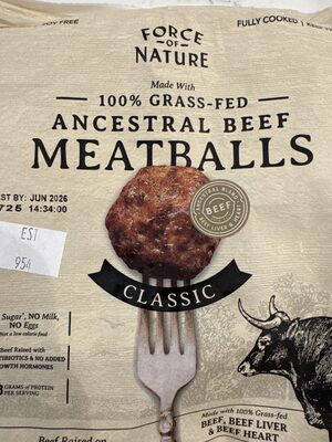 100% Grass-Fed Ancestral Beef Meatballs Classic