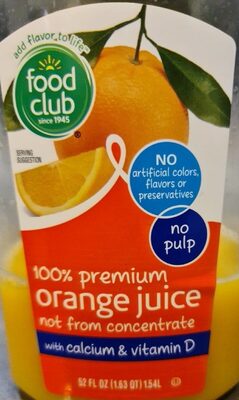 100% premium orange juice