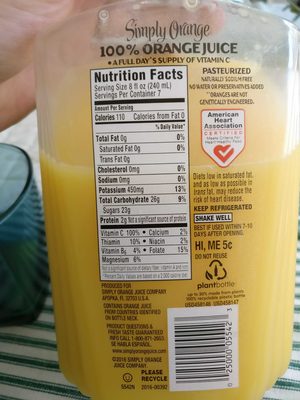 100% pure squeezed pasteurized orange juice