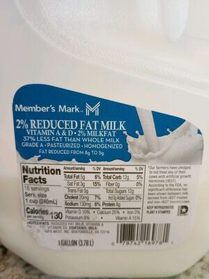 2% Reduced Fat Milk