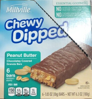 Chewy Dipper Chocolatey Covered Granola Bars - Peanut Butter